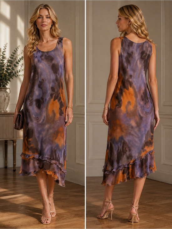 PennyBlack Dresses & Skirts - Pennyblack Made in Italy Asymmetrical Watercolor Print Dress | Size 10 NWOT